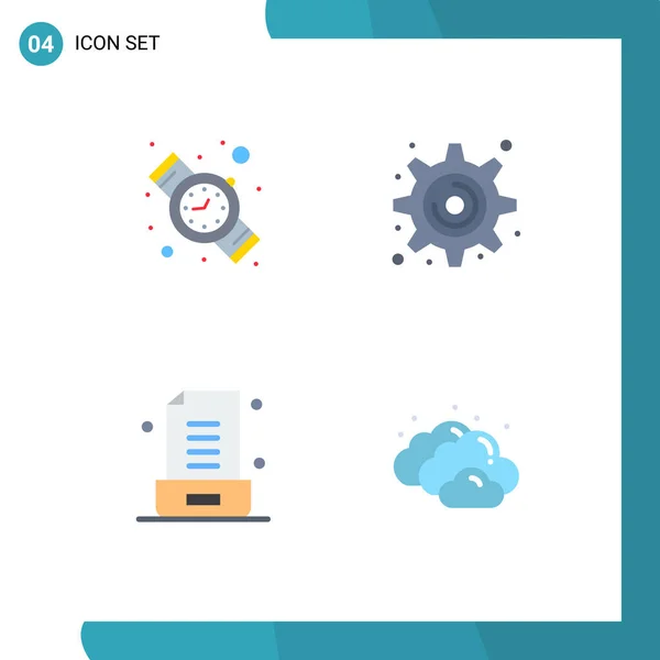 User Interface Pack Basic Flat Icons Digital Office Cogwheel Email — Vector de stock