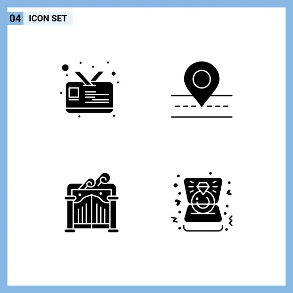 Pictogram Set Simple Solid Glyphs Card Garden Road Map Love — Stock Vector