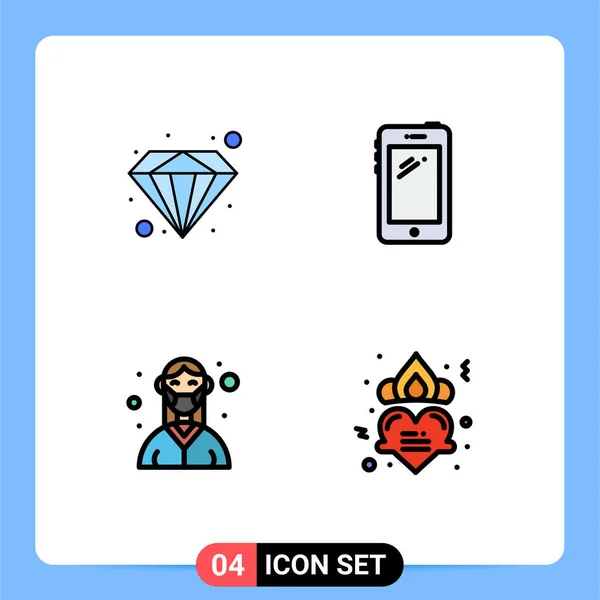 Universal Icon Symbols Group Modern Filledline Flat Colors Diamond Female — Vetor de Stock