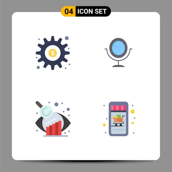 Grupo Modern Flat Icons Set Dollar Research Money Fashion Online — Vector de stock