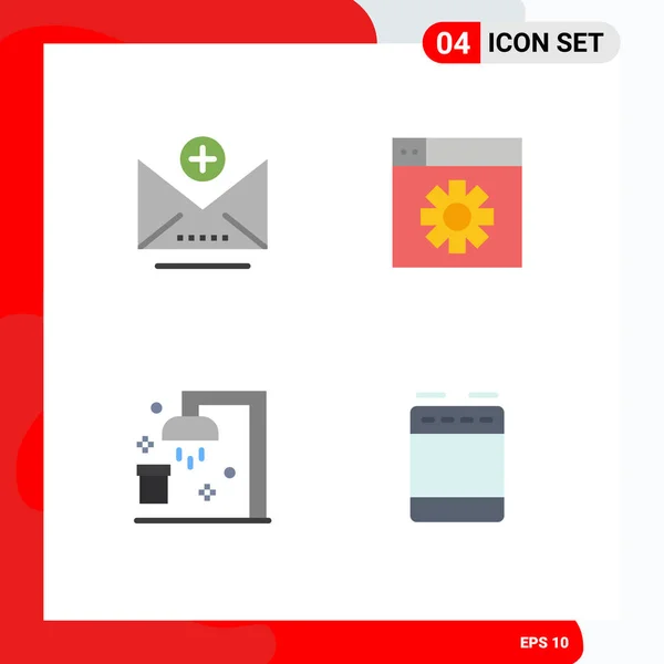 Modern Set Flat Icons Pictograph Add Sport Web Bath Gas — Vector de stock