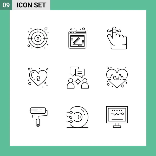 Set Modern Icons Sysymbols Signs Beat Group Keep Man Love — Vector de stock