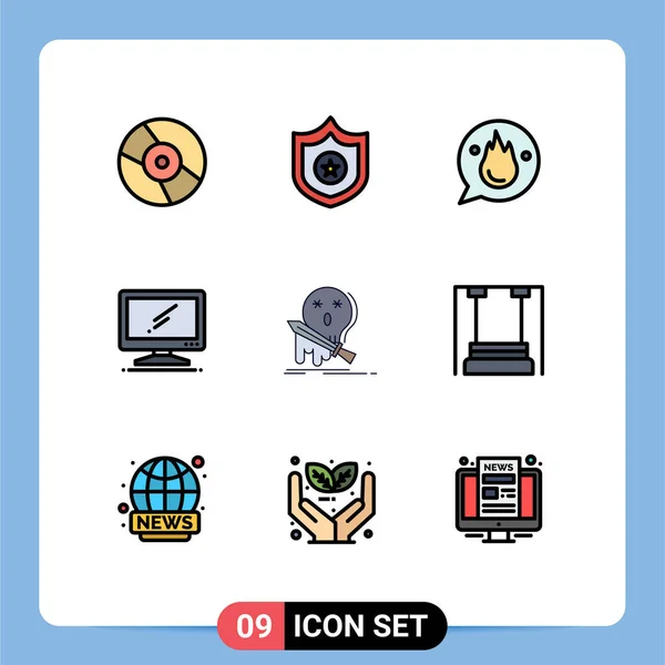 Universal Icon Symbols Group Modern Filledline Flat Colors Death Imac — Vetor de Stock