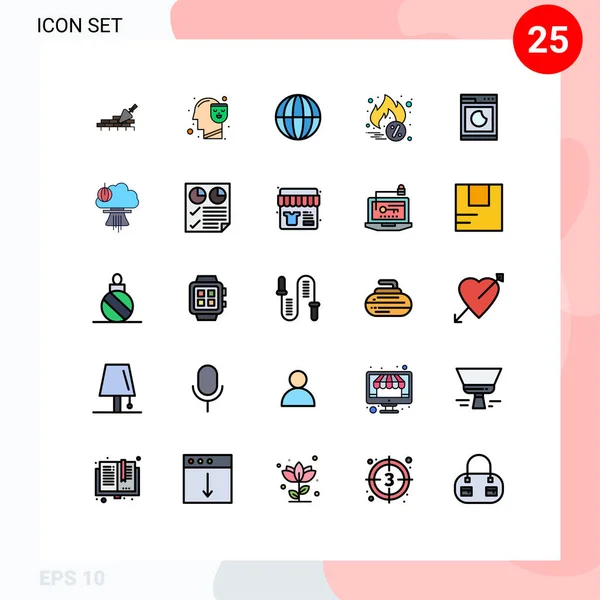 Set Modern Icons Sysymbols Signs Wash Cooking Earth Discount Hot — Vector de stock