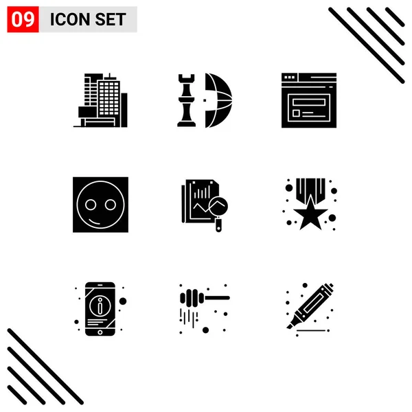 Interface Usuário Solid Glyph Pack Modern Signs Symbols File Equipment — Vetor de Stock