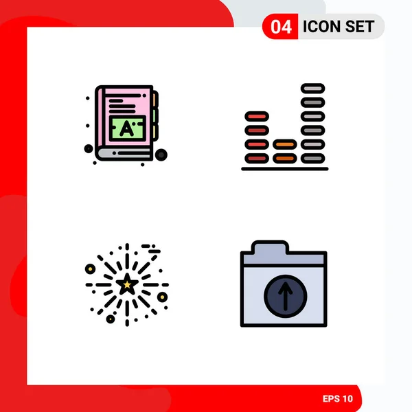 Modern Set Filledline Flat Colors Symbols Baby Fireworks Ebook Music - Stok Vektor