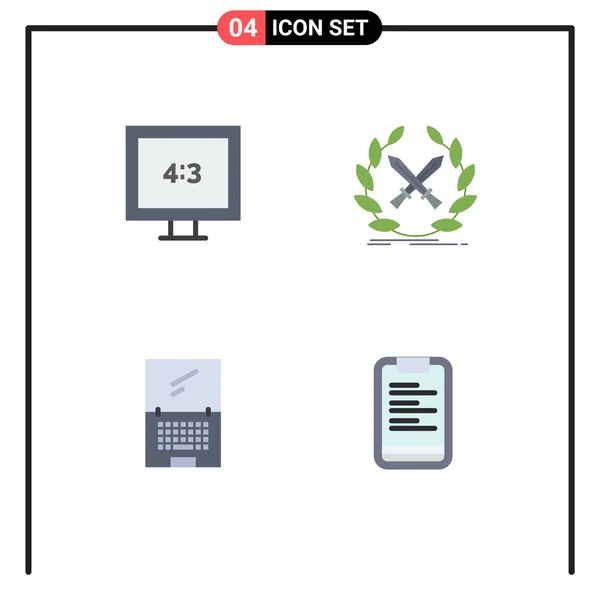 Set Von Vector Flat Icons Grid Für Seitenverhältnis Monitor Schlacht — Stockvektor