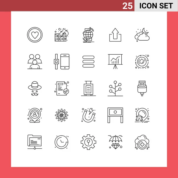 Stock Vector Icon Pack Mit Linienzeichen Und Symbolen Für Cloud — Stockvektor