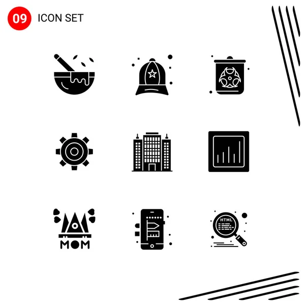 Set Modern Icons Symbols Signs Resort Setting Bin Job Basic — Stock Vector