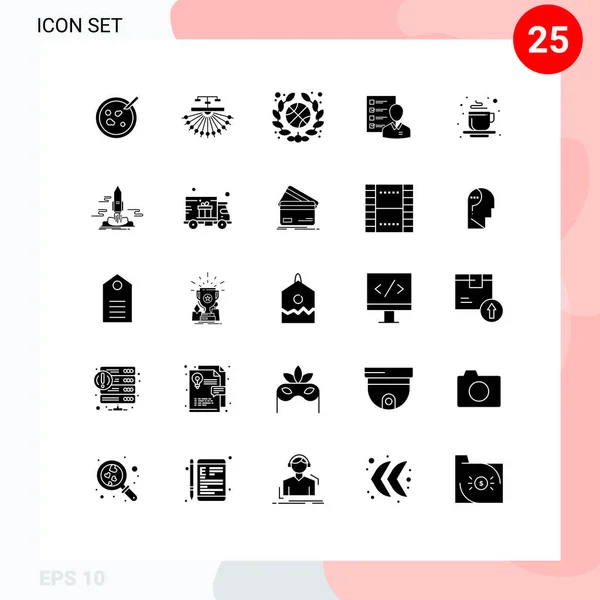 Universal Solid Glyphs Set Web Mobile Applications Man Employee Web — 스톡 벡터