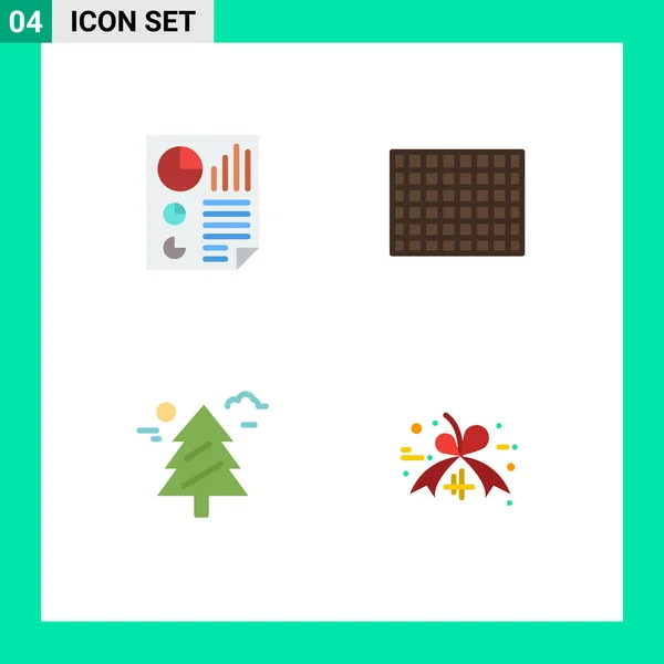 Conjunto Moderno Iconos Planos Símbolos Como Barras Árbol Página Chocolate — Vector de stock