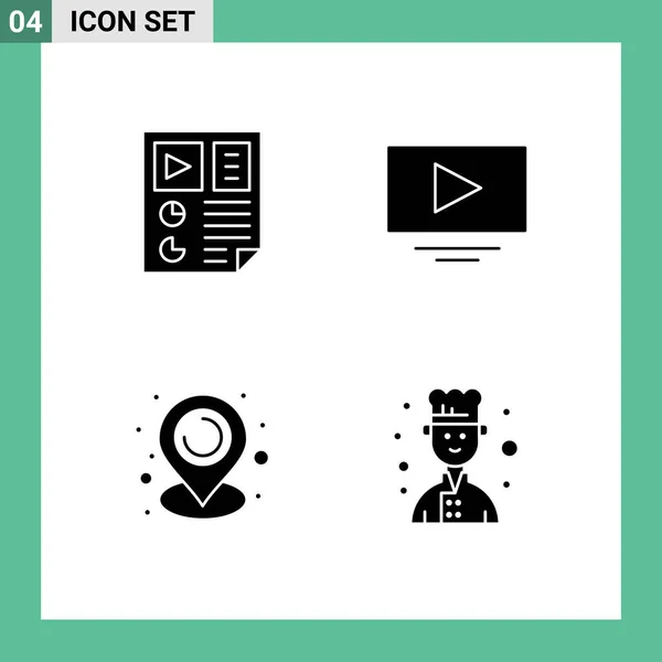 Set Dari Vektor Solid Glyphs Grid Untuk Data Peta Laporan - Stok Vektor