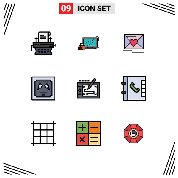 Vector Stock Icon Pack Líneas Signos Símbolos Para Tableta Invitación — Archivo Imágenes Vectoriales