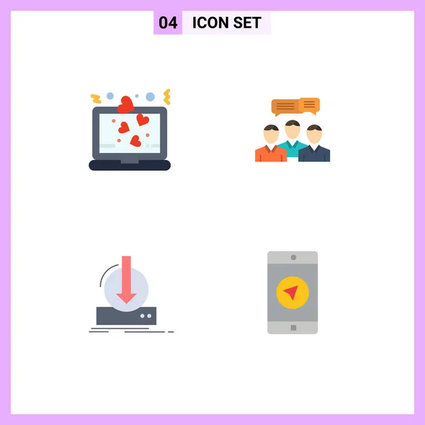 User Interface Flat Icon Pack Modern Signs Symbols Heart Online —  Vetores de Stock