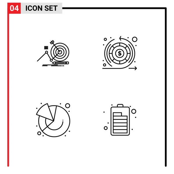 Stock Vector Icon Pack Mit Linienzeichen Und Symbolen Für Ziel — Stockvektor