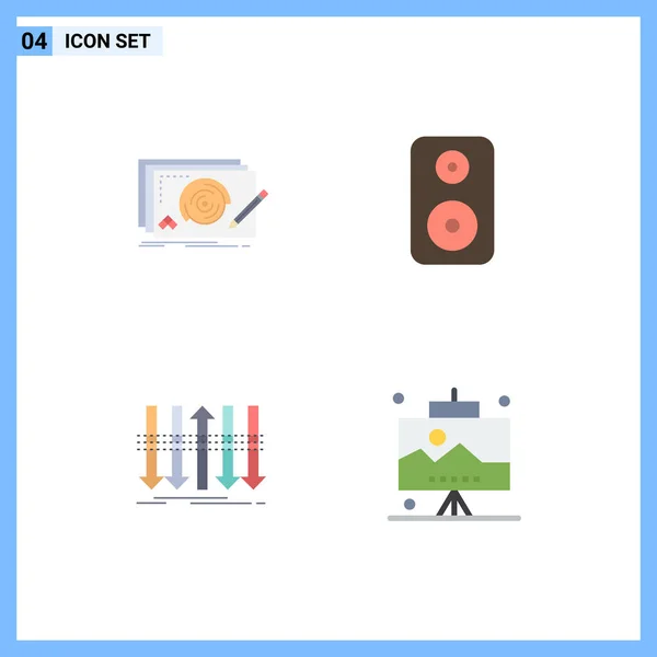 Set Vector Flat Icons Grid Level Business Complete Woofer Forward — Vector de stock