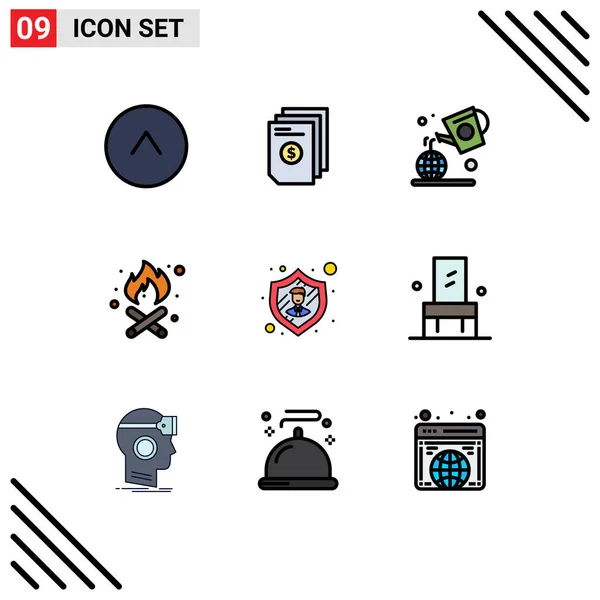 Creative Icons Modern Signs Symbols Security Employee Earth Fire Place — Stock Vector