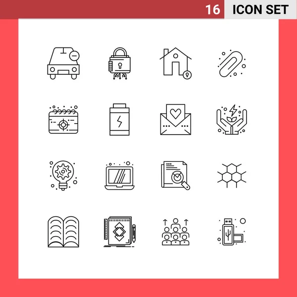 User Interface Outline Pack Modern Signs Symbols Paper Clip Back — Stock Vector