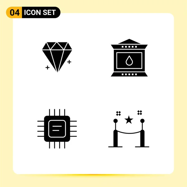 Stock Vector Icon Pack Line Signs Symbols Diamond Cpu Jewel — 스톡 벡터