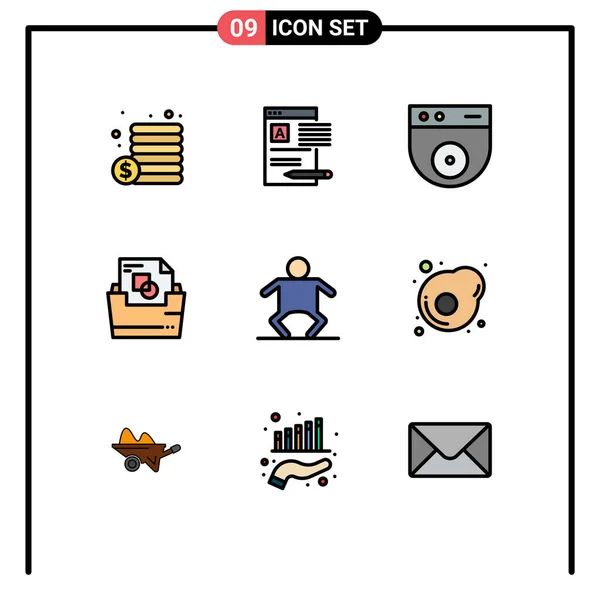 Interfejs Użytkownika Filledline Flat Color Pack Nowoczesnych Znaków Symboli Dziecka — Wektor stockowy