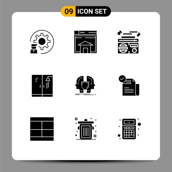 Creative Icons Modern Signs Sysymbols Shower Plumber Layout Audio Music — Vector de stock