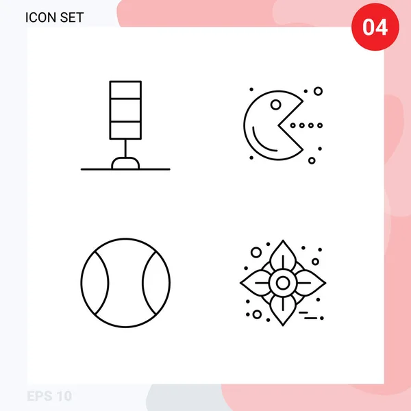 Thematic Vector Filledline Flat Colors Editable Sysymbols Interior Tennis Pacman — Vector de stock