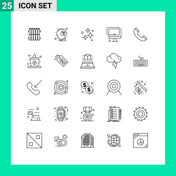 Universal Icon Symbols Group Modern Lines Imac Monitor Color Computer — Stockvektor