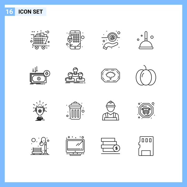 Creative Icons Modern Signs Sysymbols Cost Witch Email Mop Broom — Vector de stock