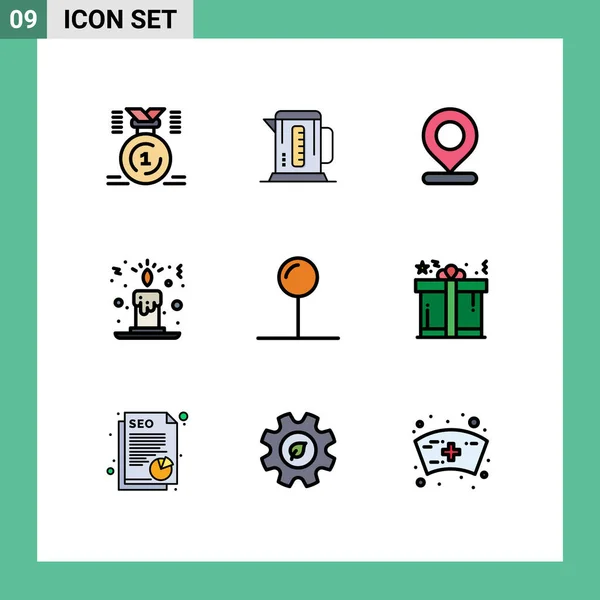 Set Modern Icons Symbols Signs Pin Candle Light Hotel Christmas — Stock Vector