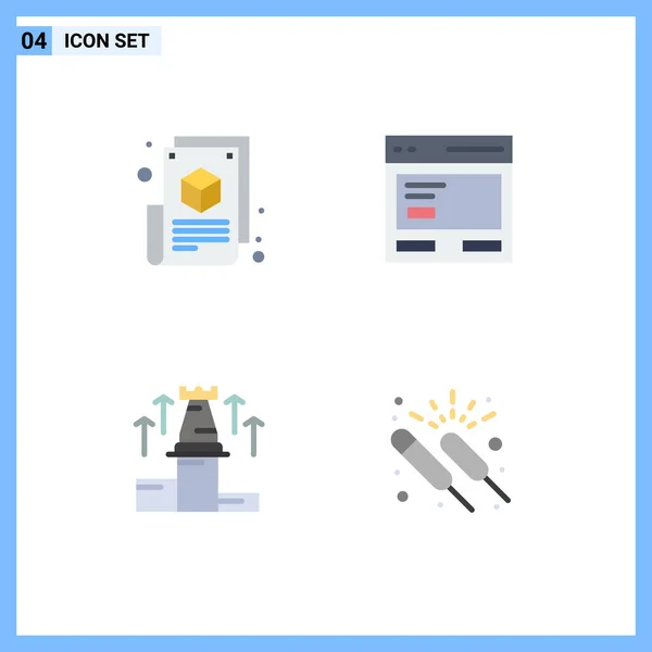 Set Commercial Flat Icons Pack Blog Page Web Blogging Call — Archivo Imágenes Vectoriales