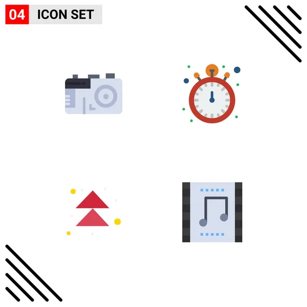 Stock Vector Icon Pack Line Segni Simboli Fotocamera Prossimo Orologio — Vettoriale Stock