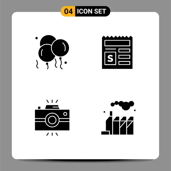 Set Vector Solid Glyphs Grid Balloon Camera Parents Day Document — Archivo Imágenes Vectoriales