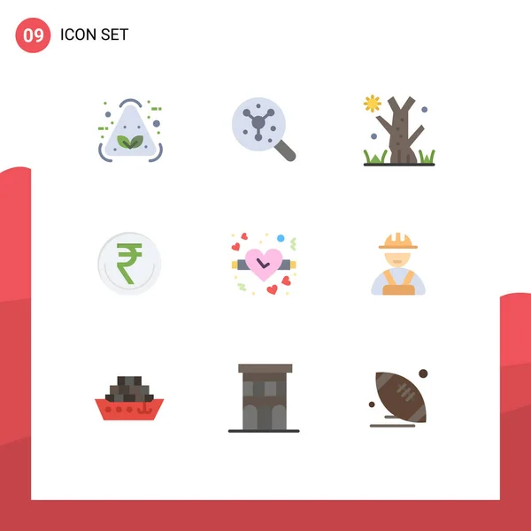 Modern Set Flat Colors Pictograph Trade Inr Halloween Indian Currency — Vector de stock