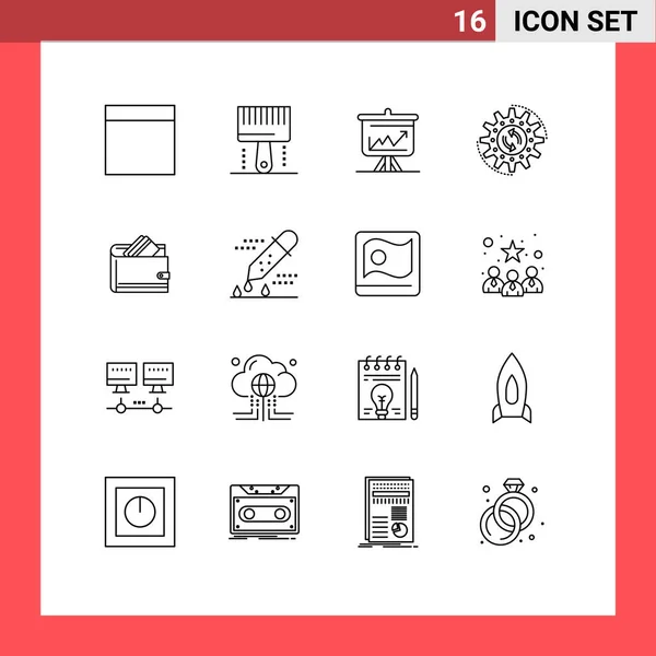 Creative Icons Modern Signs Sysymbols Wallet Task Chart Production Management — Archivo Imágenes Vectoriales