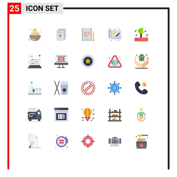 Grupo Universal Símbolos Icono Colores Peso Modernos Tiempo Idea Libro — Vector de stock