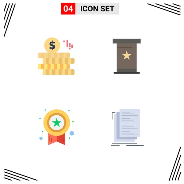 Thematic Vector Flat Icons Editable Symbols Money Star Conference Presentation — Stock Vector
