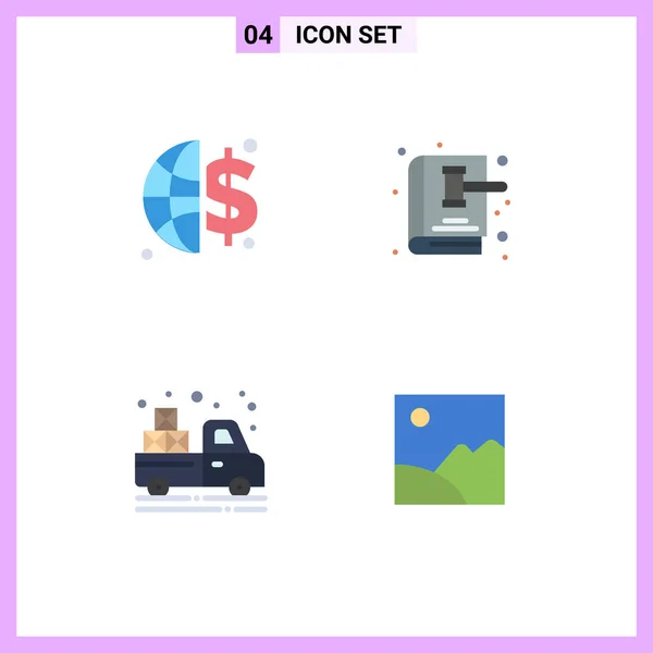 Creative Icons Modern Signs Sysymbols Finance Truck Auction Law Agriculture — Vector de stock