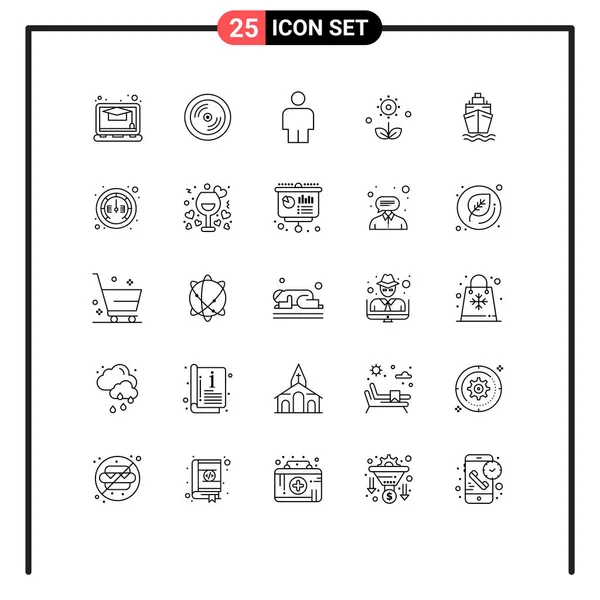 Stock Vector Icon Pack Van Line Signs Symbolen Voor Meten — Stockvector