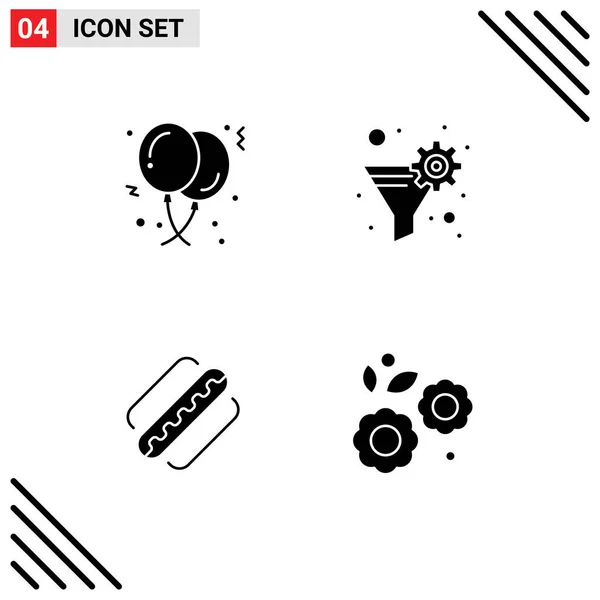 Icône Vectorielle Stock Pack Signes Symboles Ligne Pour Ballons Amérique — Image vectorielle