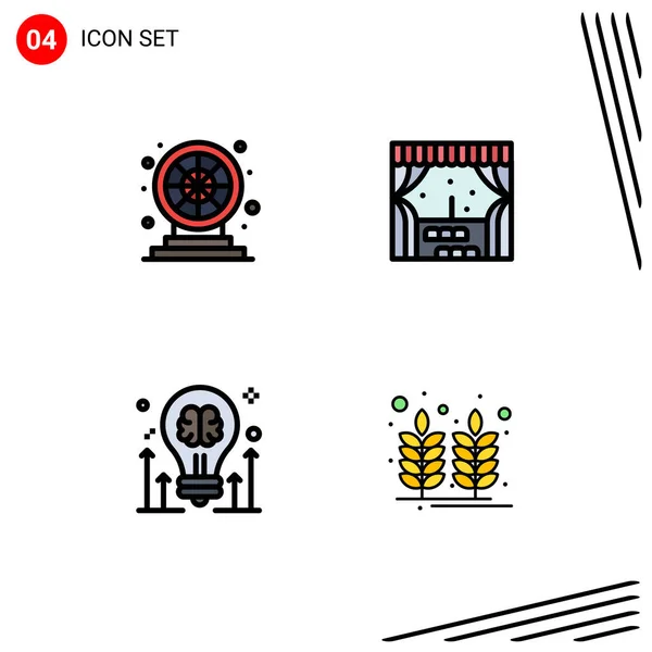 Creative Icons Modern Signs Sysymbols Wheel Bulb Play Window Arrow — Vector de stock