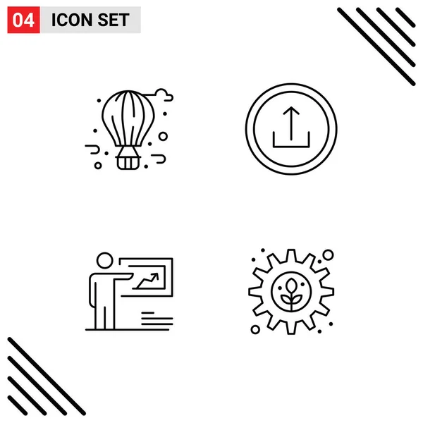 Creative Icons Modern Signs Sysymbols Air Balloon Presentation City Life — Vector de stock