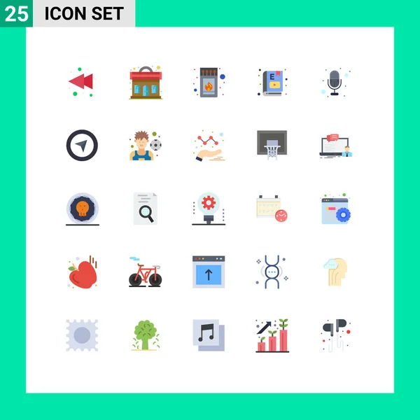 Universal Icon Symbols Group Modern Flat Colors Recording Study Fire — Vetor de Stock