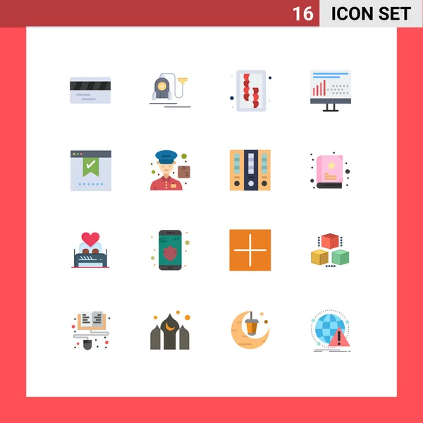 Pack of 16 Modern Flat Colors Signs and Symbols for Web Print Media such as check, statistics, board, programing, design Editable Pack of Creative Vector Design Elements — Stock Illustration Pack Modern Flat Colors Signs Symbols Web Print Media Check Royalty Free Stock Illustrations
