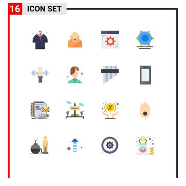 16 Thematic Vector Flat Colors and Editable Symbols of power, gain, internet, dumbbell, network Editable Pack of Creative Vector Design Elements vector 16 Thematic Vector Flat Colors and Editable Symbols of power, gain, internet, dumbbell, network Editable Pack of Creative Vector Design Elements vector