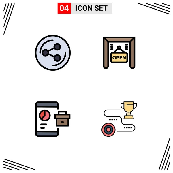 Set Modern Icons Sysymbols Signs Share Seo Ecommerce Business Achievement — Archivo Imágenes Vectoriales