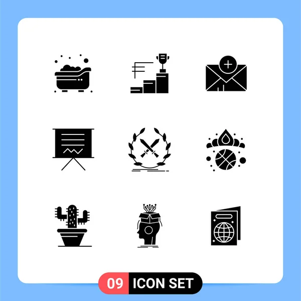Glyphe Solide Paquet Symboles Universels Emblème Présentation Médecine Éducation Conseil — Image vectorielle