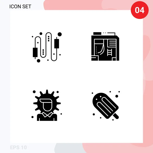 Set Commercial Solid Glyphs Pack Audio Economy Connection Box Options — Stockový vektor