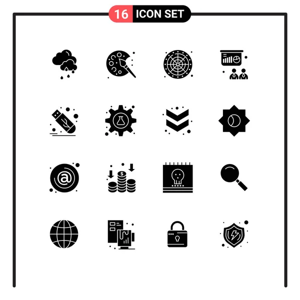 Set Modern Icons Symbols Signs Stick Drive Wheel Board Presentation — Stock Vector