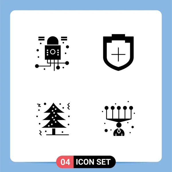 User Interface Solid Glyph Pack Modern Signs Symbols Cyber Christmas — Stock Vector