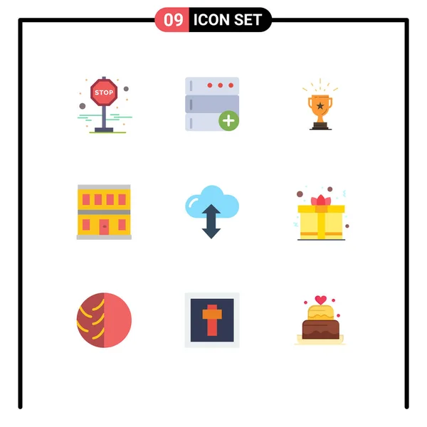 Interfejs Użytkownika Kolor Płaski Pakiet Nowoczesnych Znaków Symboli Chmury Domu — Wektor stockowy